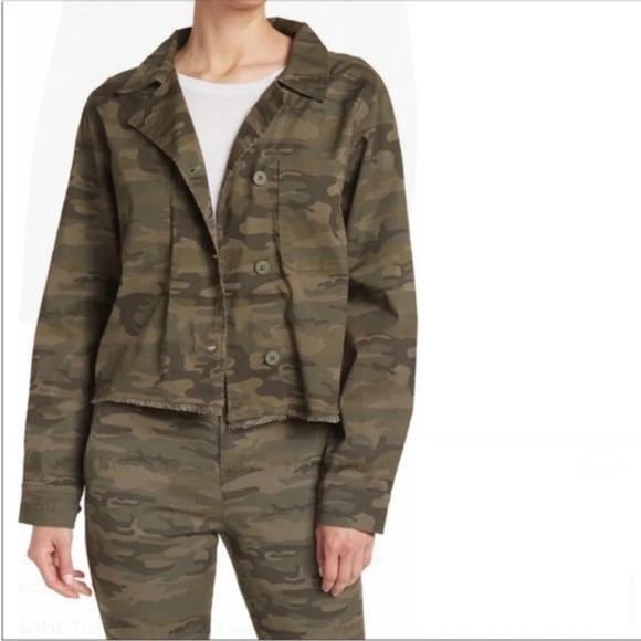 Sanctuary Camo Cropped Raw Hem Jacket - Size XL - Picture 1 of 6